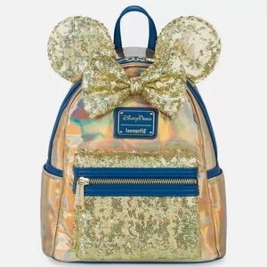 Loungefly Blue Earidescent Iridescent Disney World 50th Anniversary Backpack